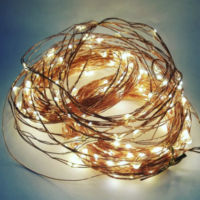 Guirnalda de luces led 20 metros hilo Cobre ¡Pilas incluidas!