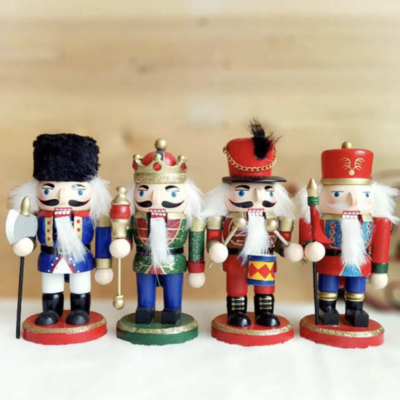 Set 4 Cascanueces Navidad Soldado de Madera 15 cm