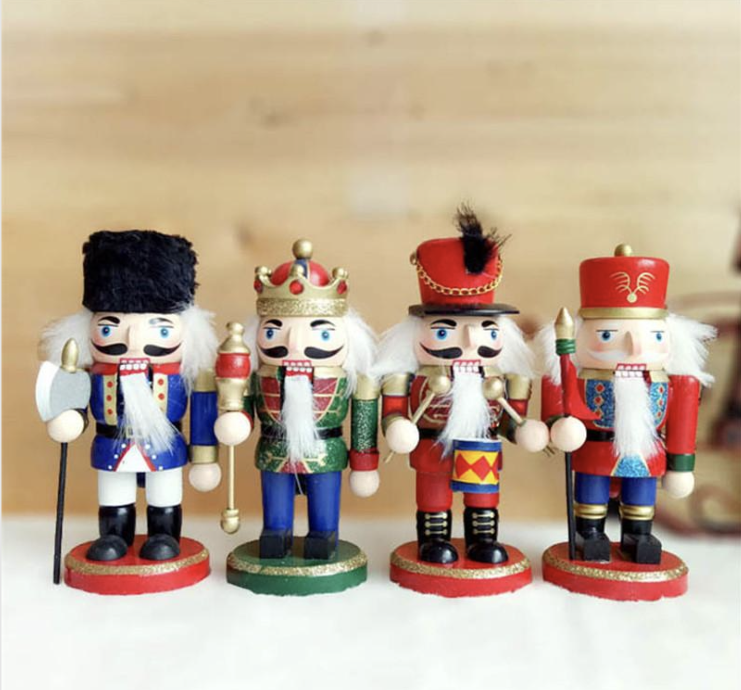 Set 4 Cascanueces Navidad Soldado de Madera 15 cm