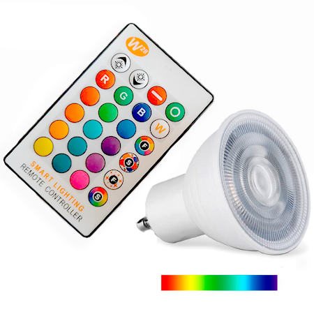 Dicroico 8w GU10 RGBWW o RGBW con Control Remoto Colores