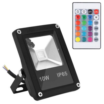 Foco Led de colores RGB 10W IP65 con control remoto SLIM