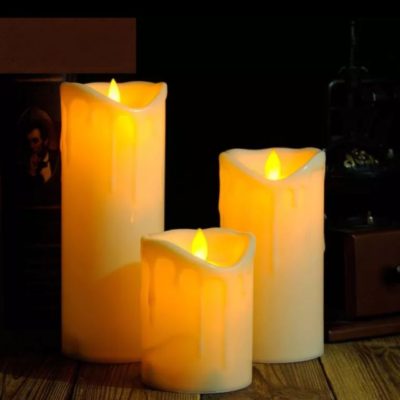 Velas Led plásticas con llama tipo Natural 20, 15 y 10 cm
